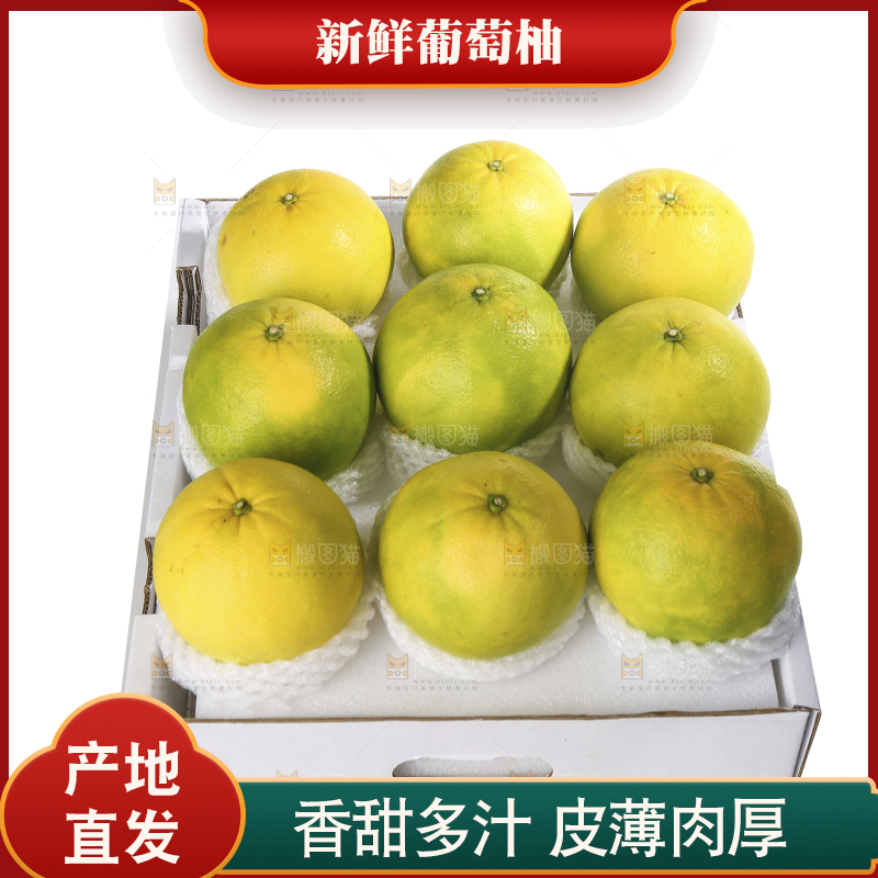 白底上的青皮葡萄柚