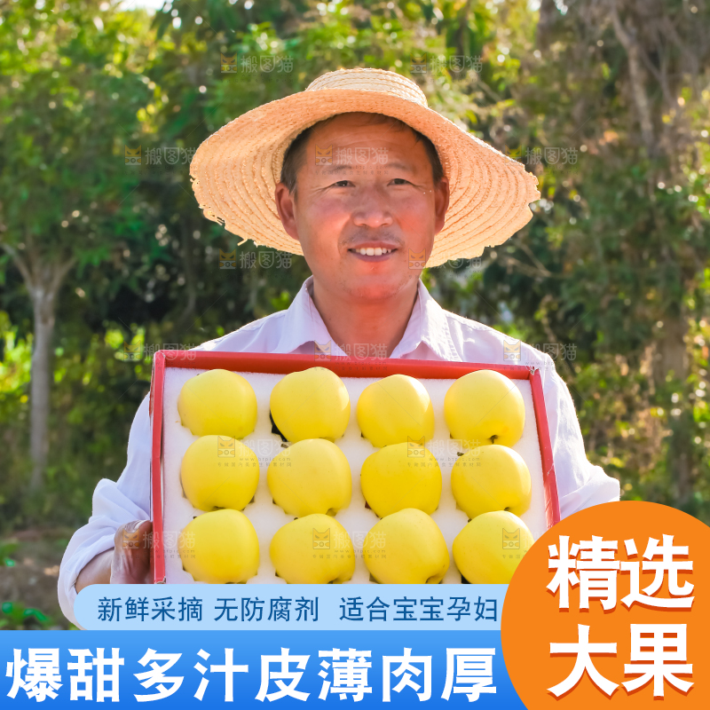 手里拿着黄元帅苹果