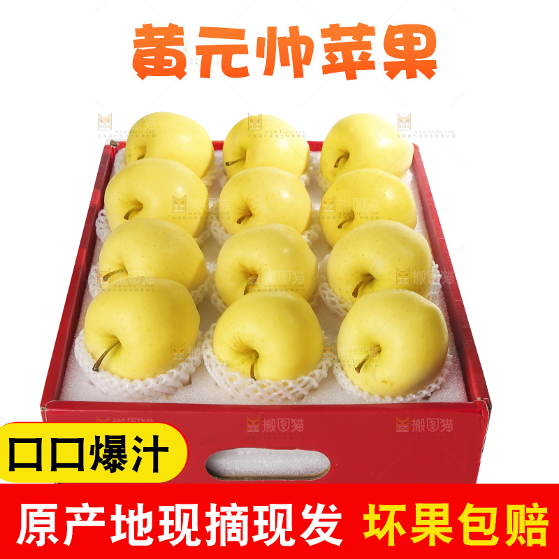 白底上的黄元帅苹果