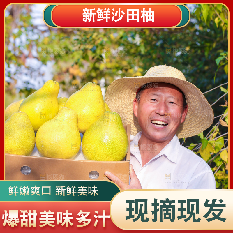 手里拿着沙田柚