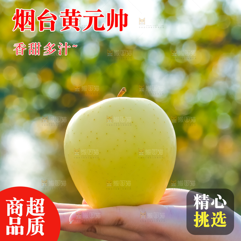 手里拿着黄元帅苹果