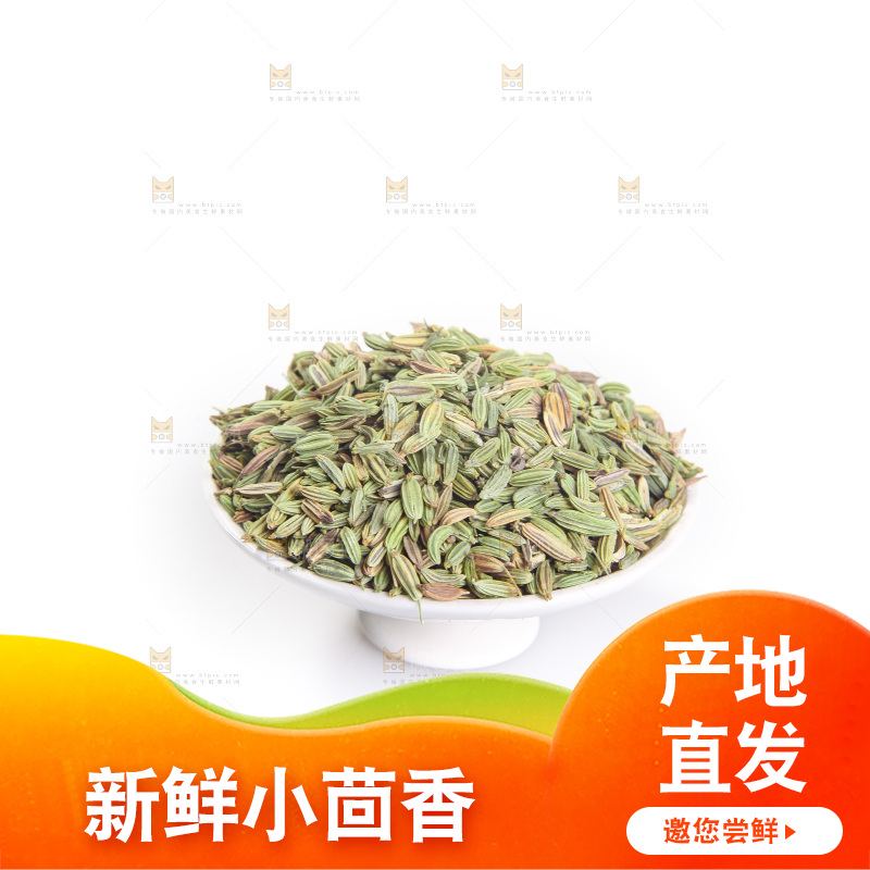 白底上的小茴香籽