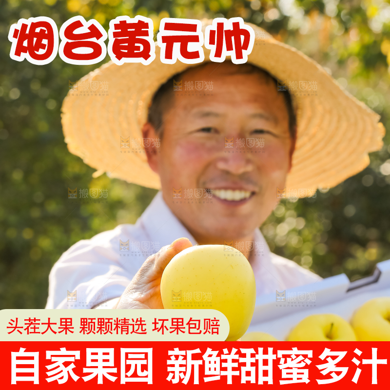 手里拿着黄元帅苹果