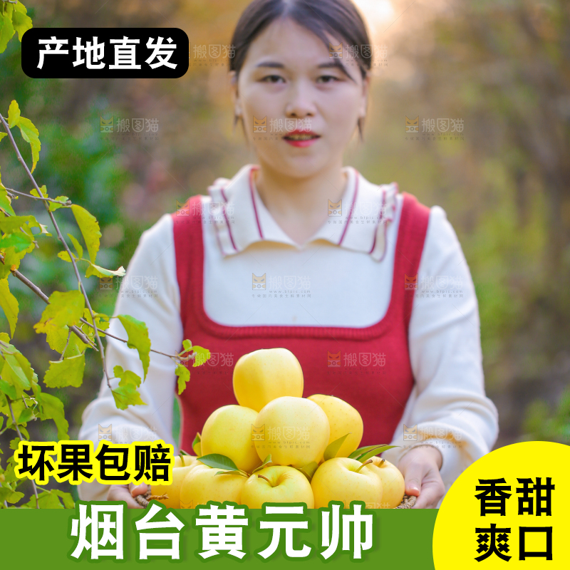 手里拿着黄元帅苹果