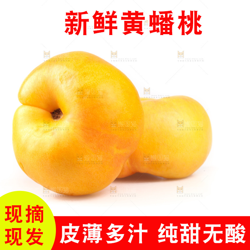 白底上的黄金油蟠桃