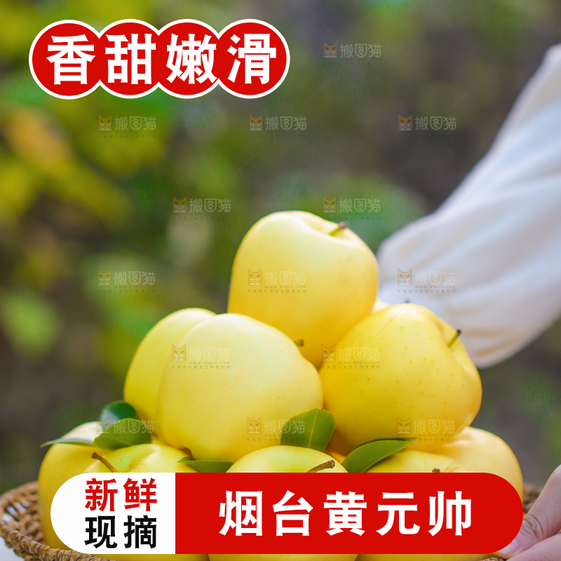 手里拿着黄元帅苹果