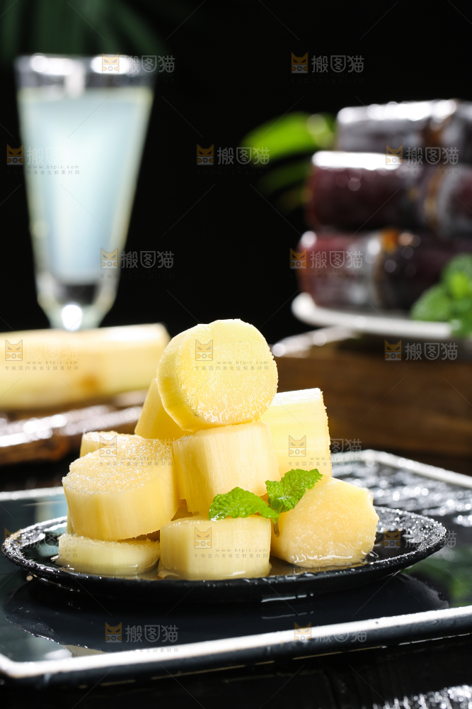 深底上的黑皮甘蔗