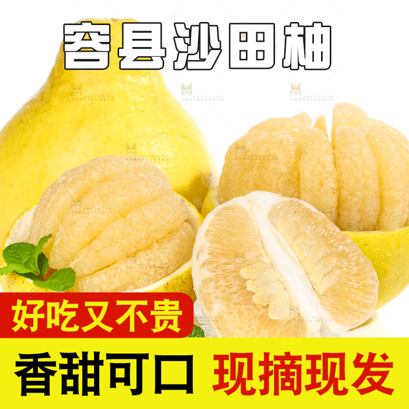 白底上的沙田柚