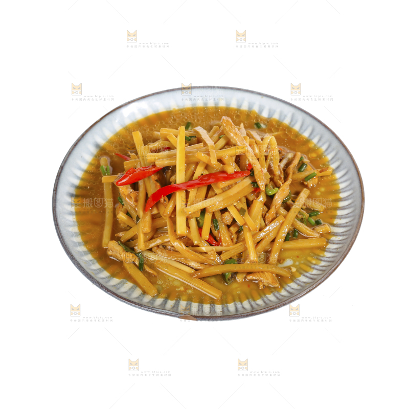 白底上的炒酸辣笋