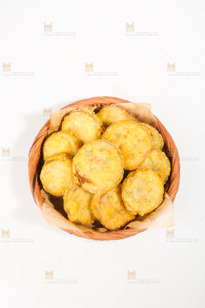 白底上的炸藕夹