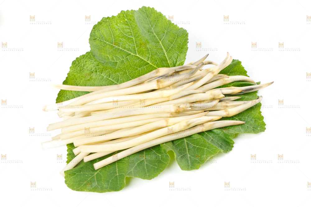 白底上的新鲜藕带