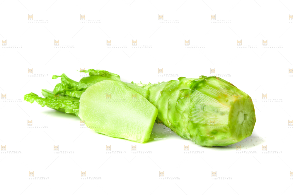 白底上的新鲜莴笋