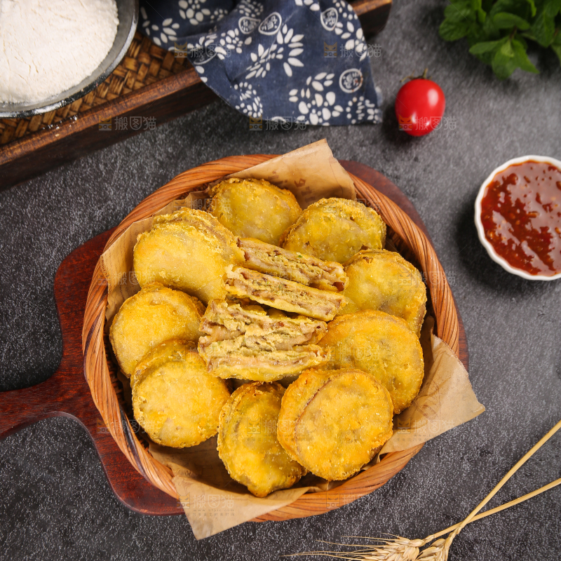 深底上的炸藕夹