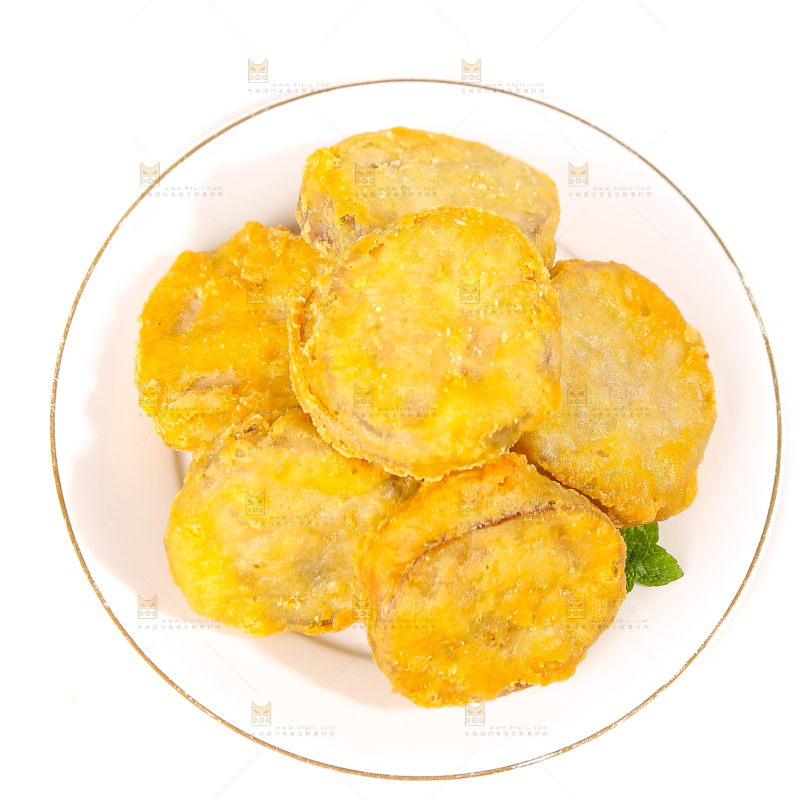 白底上的炸藕夹