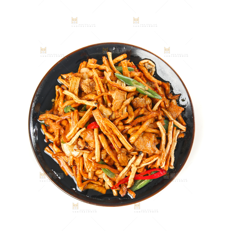 白底上的萝卜干炒肉丝