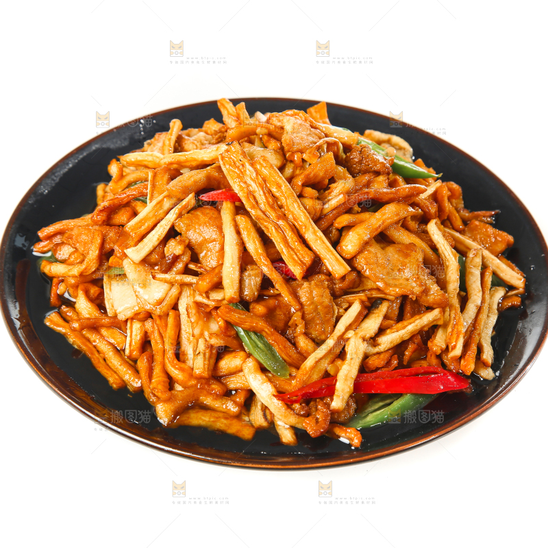 白底上的萝卜干炒肉丝