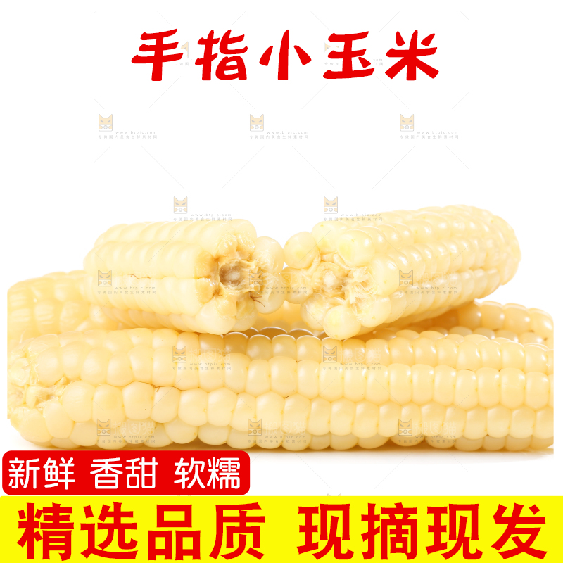白底上的手指糯玉米