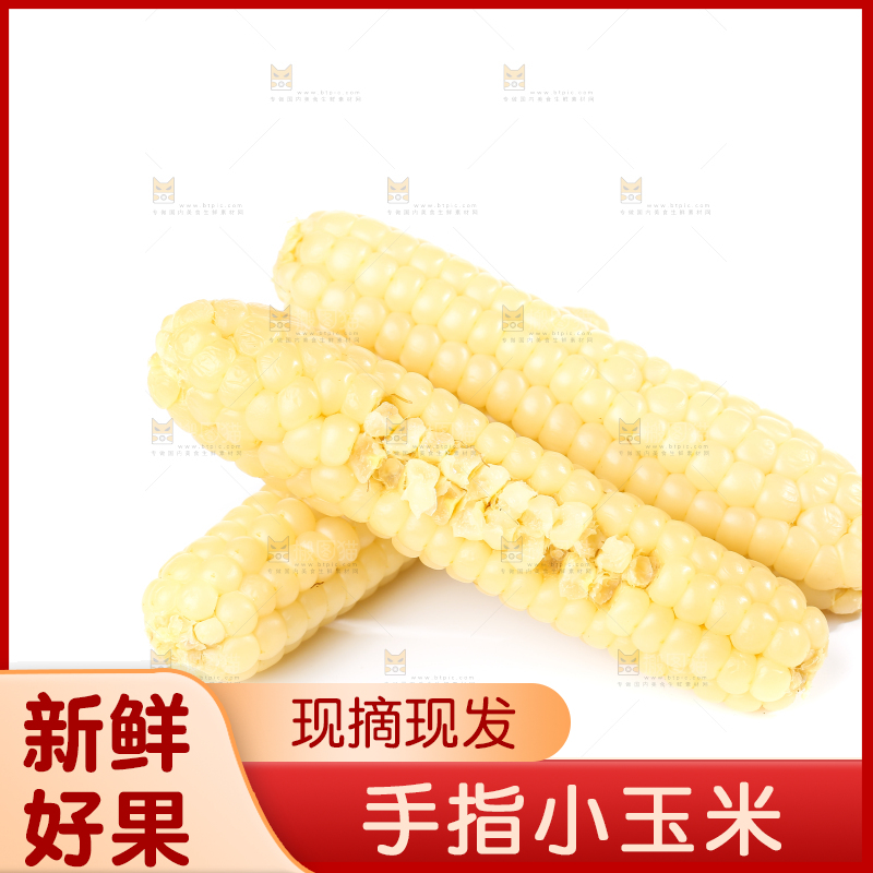 白底上的手指糯玉米