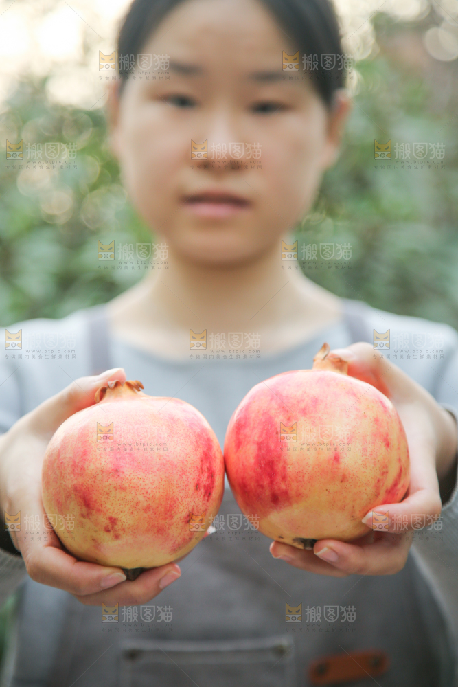 手里拿着突尼斯石榴