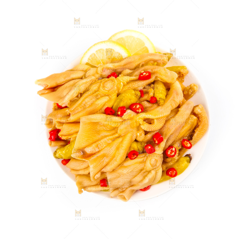 白底上的无骨鸭掌