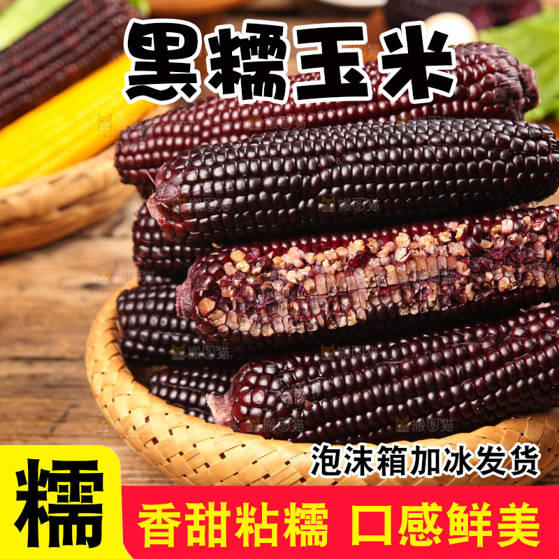 木底上的黑糯玉米