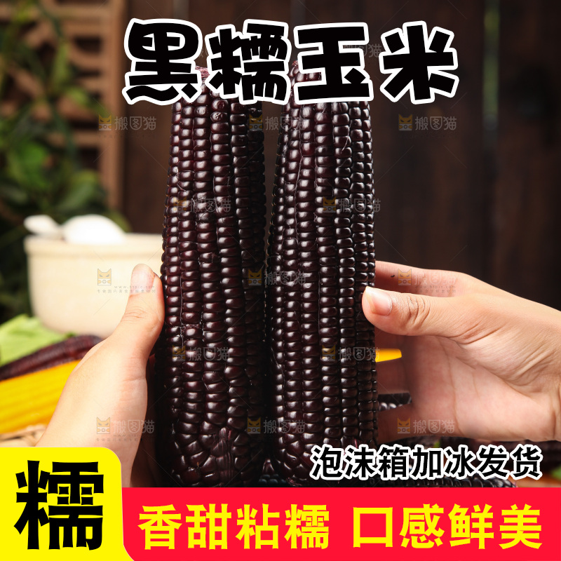 木底上的黑糯玉米