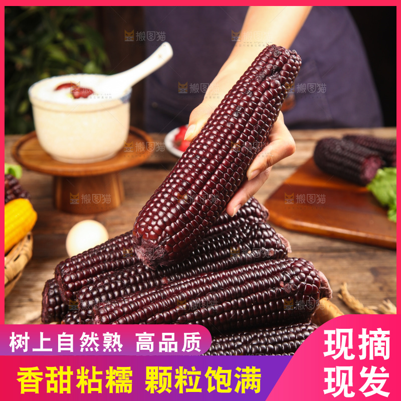 木底上的黑糯玉米
