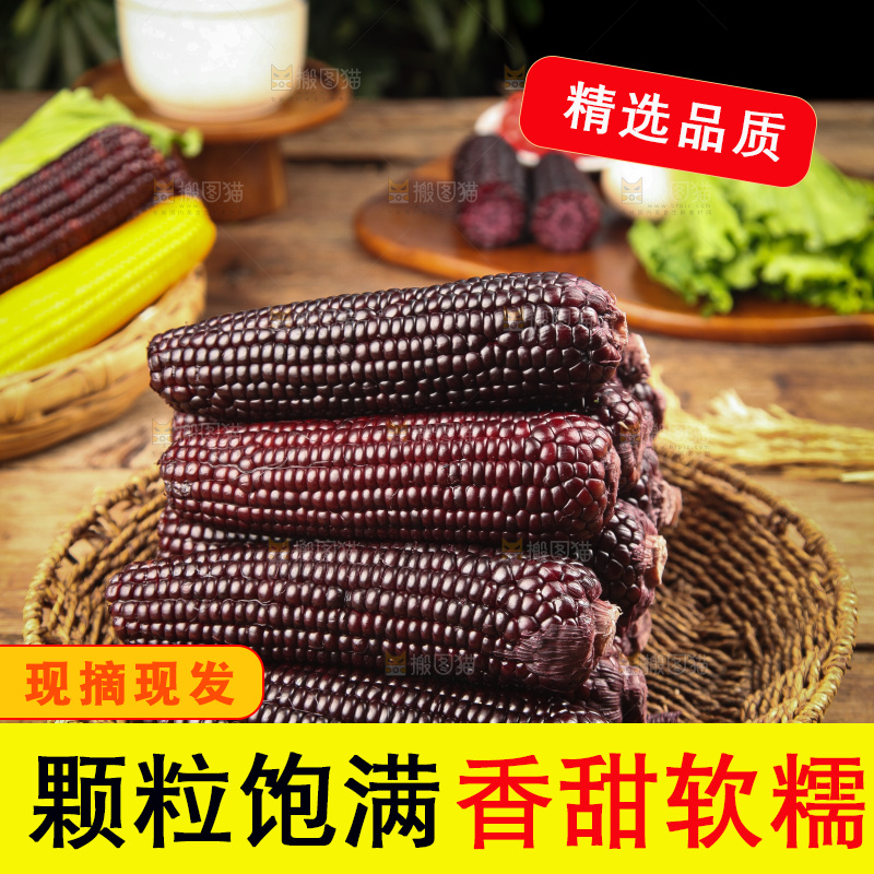 木底上的黑糯玉米