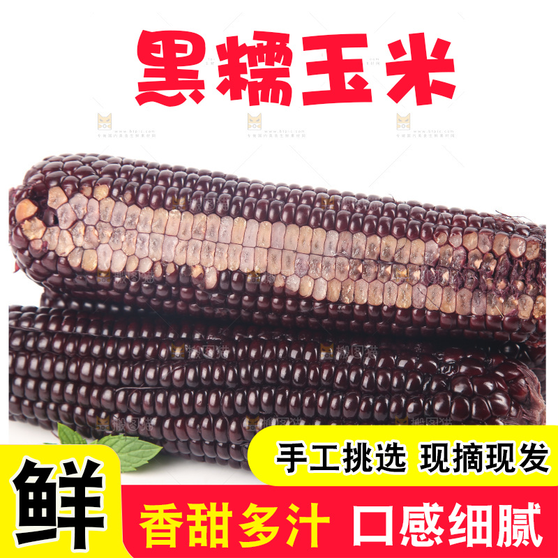 白底上的黑糯玉米