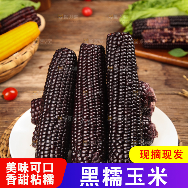 木底上的黑糯玉米