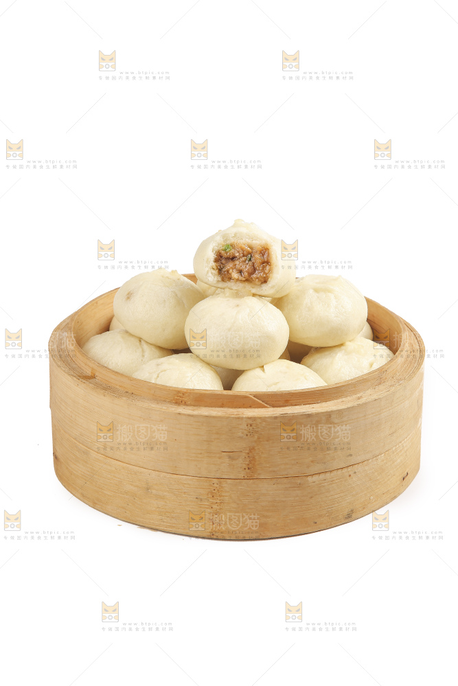 白底上的发面小笼包