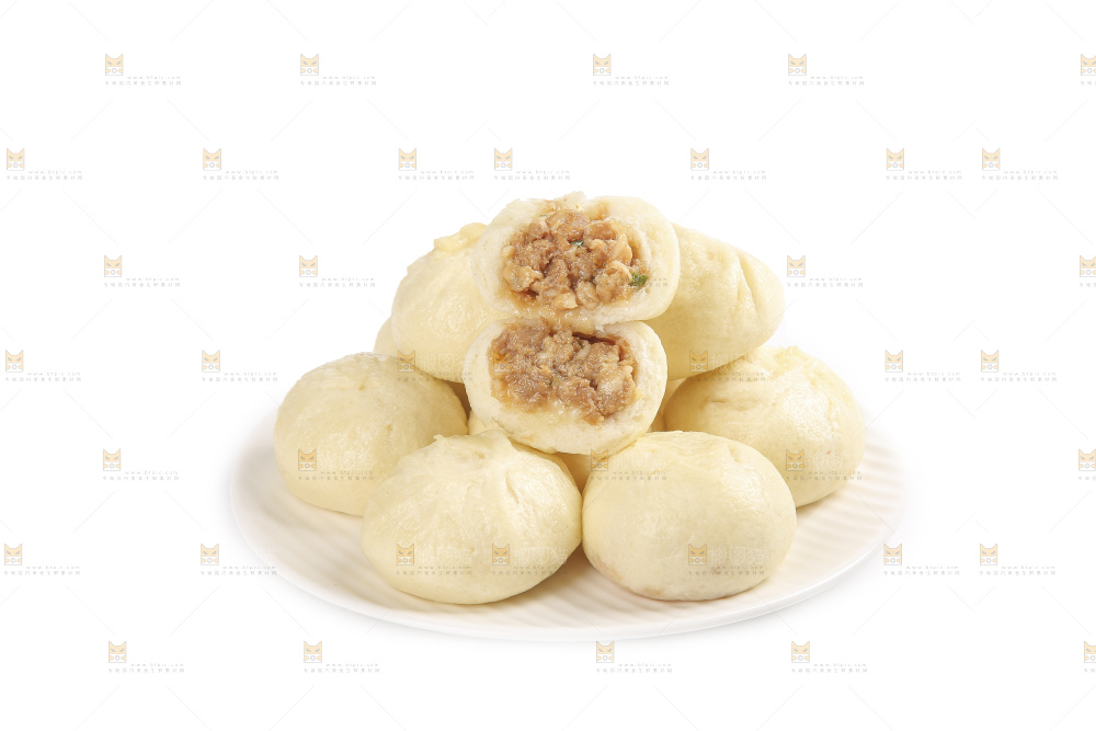 白底上的发面小笼包
