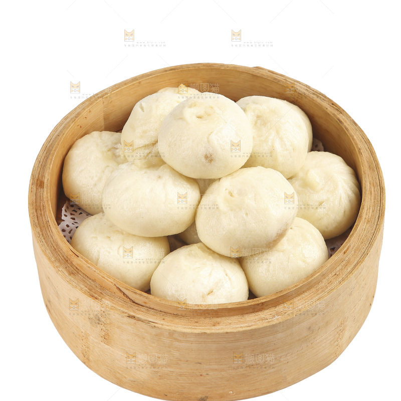白底上的发面小笼包