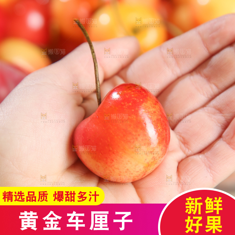 深底上的黄金车厘子