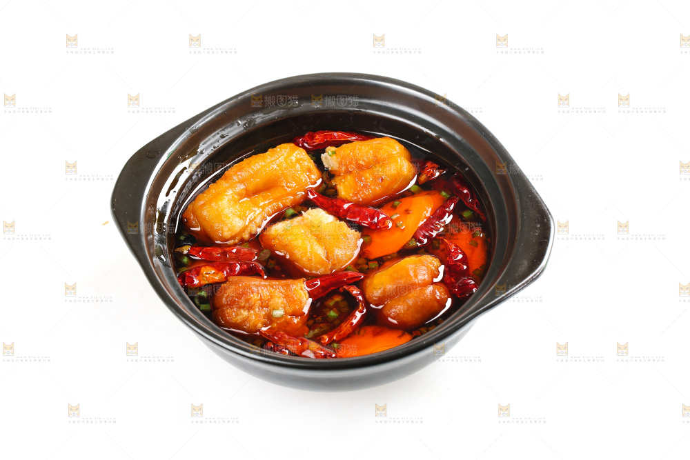 白底上的火锅油条