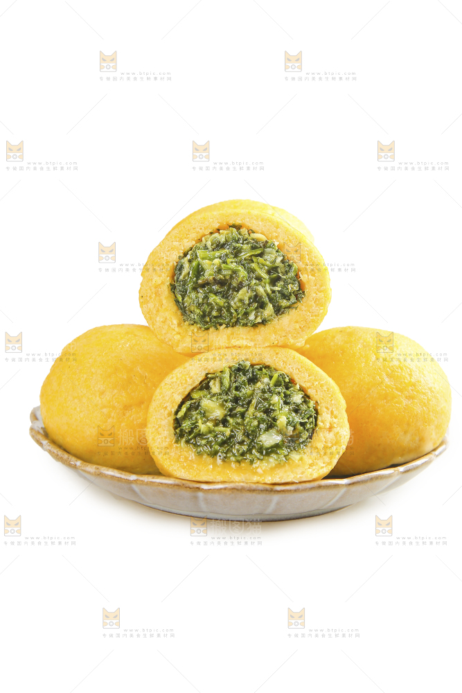 白底上的荠菜团子