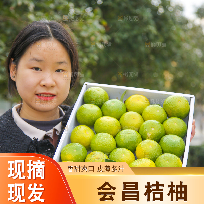 手里拿着建阳桔柚