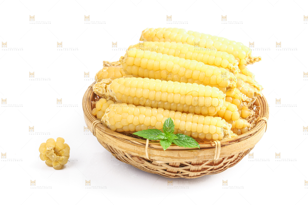 白底上的手指糯玉米