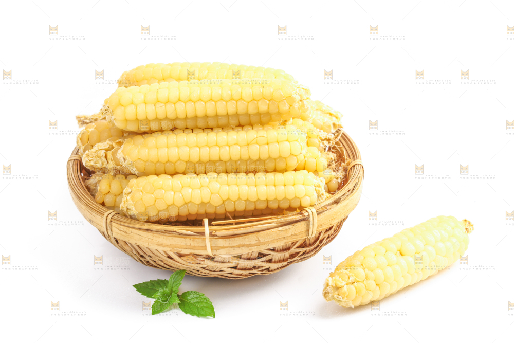 白底上的手指糯玉米