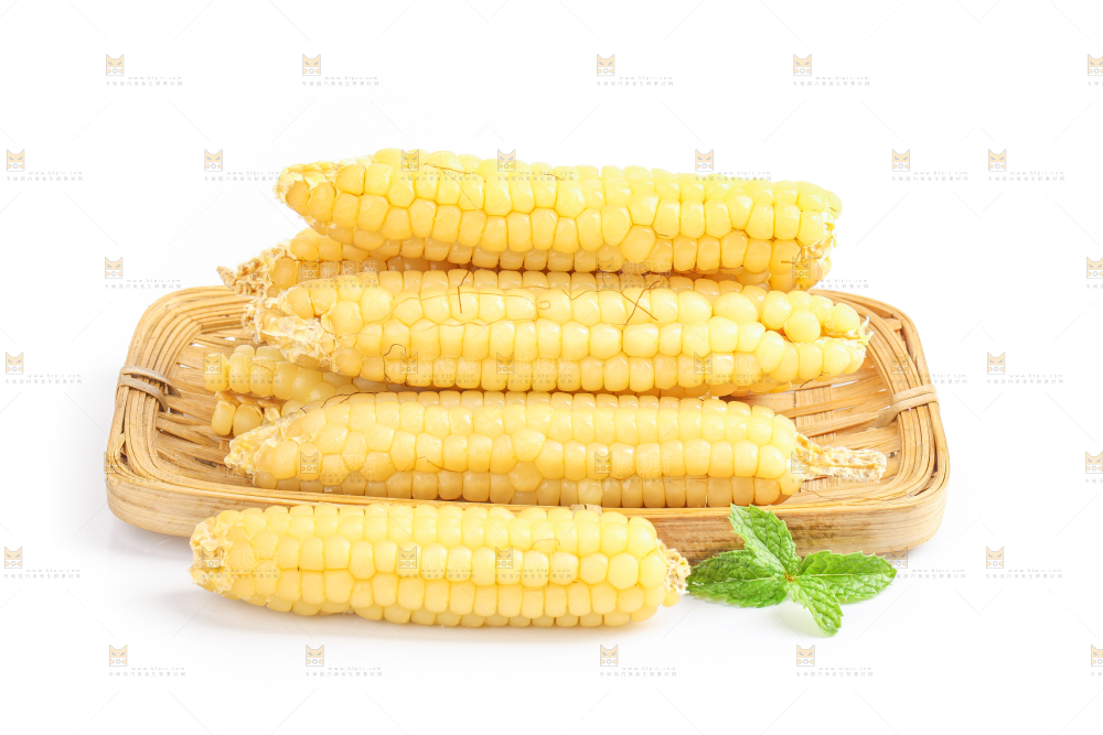 白底上的手指糯玉米