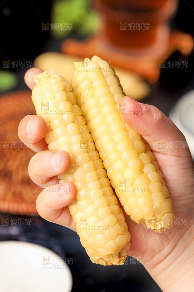 深底上的拇指小玉米