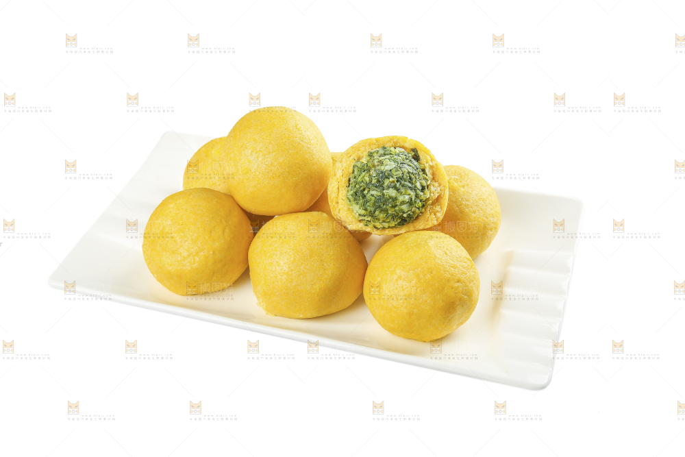 白底上的荠菜团子