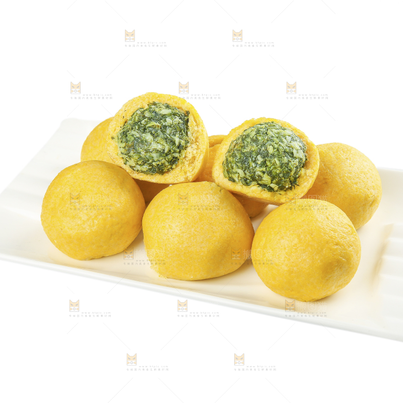白底上的荠菜团子