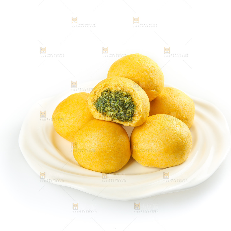 白底上的荠菜团子