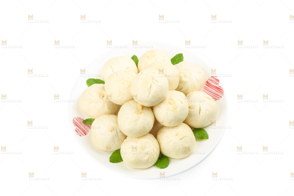 白底上的发面小笼包