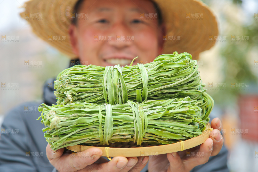 手里拿着贡菜