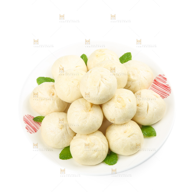 白底上的发面小笼包