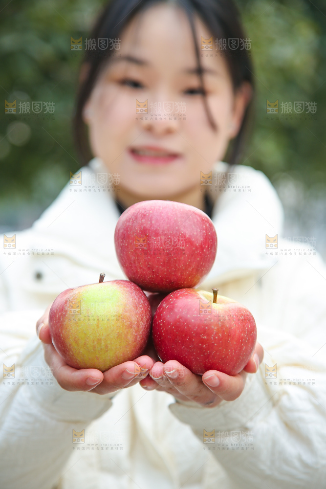 手里拿着国光苹果