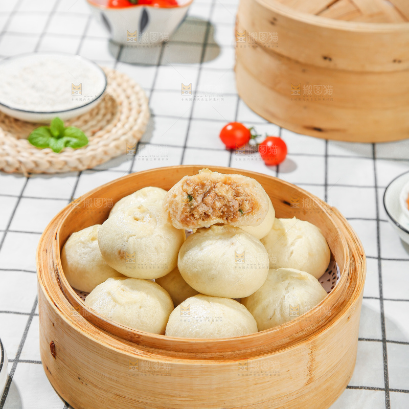 浅底上的发面小笼包