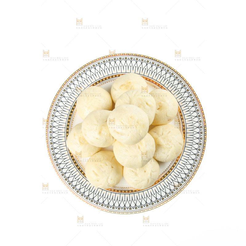 白底上的发面小笼包